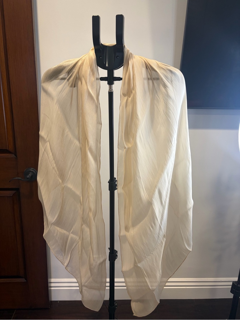 Cream Lightweight Draped Women's elegant gold shawl